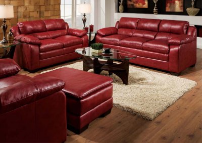 50595 Jeremy Sofa in Cardinal Red Bonded Leather Match by Acme