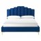 Olivia Upholstered Platform Queen Bed in Navy Velvet by Modway