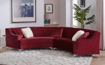 MS2071 Sectional Sofa in Burgundy Velvet by VImports [VISS-MS2071 Burgundy]