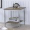 Cathleen Coffee & 2 End Table Set CM4150 in Chrome & Antique Oak