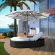 Nagoya Outdoor Patio Dual Chaise Lounge w/Umbrealla by Modway