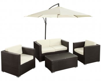 Concord Patio Sofa 5Pc Set in Espresso/White by Modway [MWOUT-Concord]