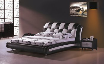 Black & White Leatherette Modern Bed [SHBS-623-BlackWhite]