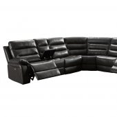 6450 Power Reclining Sectional Sofa in Charcoal PU by Lifestyle