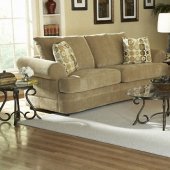 Camel Chenille Traditional Living Room Sofa w/Rolled Arms