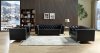 Bisby Sofa in Black Leather Gel w/White Piping & Options