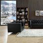 Bisby Sofa in Black Leather Gel w/White Piping & Options