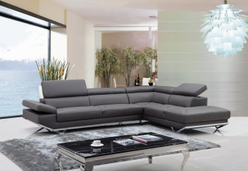 Quebec Sectional Sofa 8488 in Dark Grey Eco-Leather by VIG [VGSS-8488 Quebec Dark Grey]