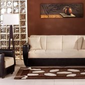 Beige Microfiber Elegant Modern Sleeper Sofa with Storage