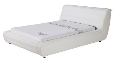 Zello Bed in White Leather Match by Whiteline Imports