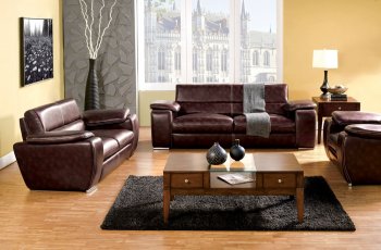 SM6021 Dinar Sofa in Dark Chocolate Bonded Leather w/Options [FAS-SM6021 Dinar]