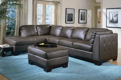 Brown or Black Bonded Leather Modern Sectional Sofa