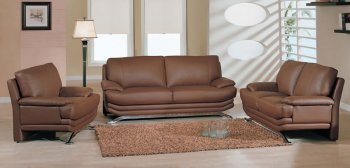 Brown Leather Living Room Set with Metal Legs [GFS-9250BR]