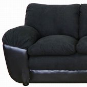 Black Fabric and Vinyl Modern Sofa & Loveseat Set w/Options