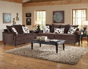 Bella Chocolate Fabric Living Room Sofa & Loveseat Set [CHFS-CU-6700]