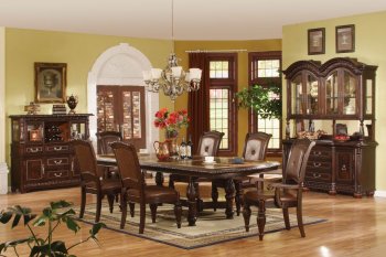 Brown Finish Classic 5Pc Dining Set w/Optional Items [WDDS-903]