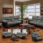 Grey Fabric and Black Vinyl Modern Loveseat & Sofa Set w/Options