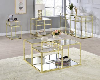 Uchenna Coffee Table 3Pc Set 83470 in Gold by Acme [AMCT-83470 Uchenna]