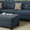 F6523 Sectional Sofa & Ottoman Set in Dark Blue Fabric by Boss