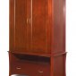 Cherry Finish Modern Two-Door Armoire With Drawer And Shelf