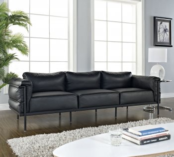 Charles Grande Sofa in Black Leather by Modway w/Options [MWS-Charles 2 Grande Black]