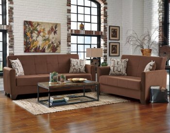 Donatella Sofa Bed in Brown Fabric by Casamode w/Options [CMSB-Donatella Brown]