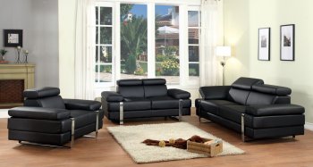 Black Bonded Leather Modern Sofa w/Optional Loveseat & Chair [CYS-CANTON]