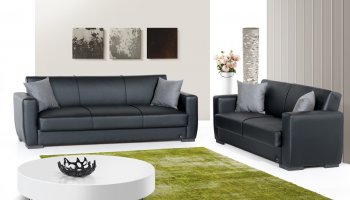 Dolce Sofa Bed in Black Bonded Leather by Rain w/Optional Items [RNSB-Dolce Bonded Black]