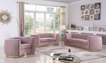 Julian Sofa 620 in Pink Velvet Fabric by Meridian w/Options [MRS-620 Julian Pink]