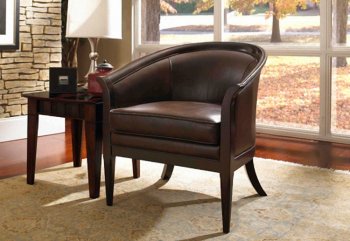 Brown Hickory Premium Bonded Leather Modern Accent Chair [DOCC-421-McKinney]