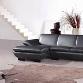 Prestige Sectional Sofa by Beverly Hills in Black Full Leather