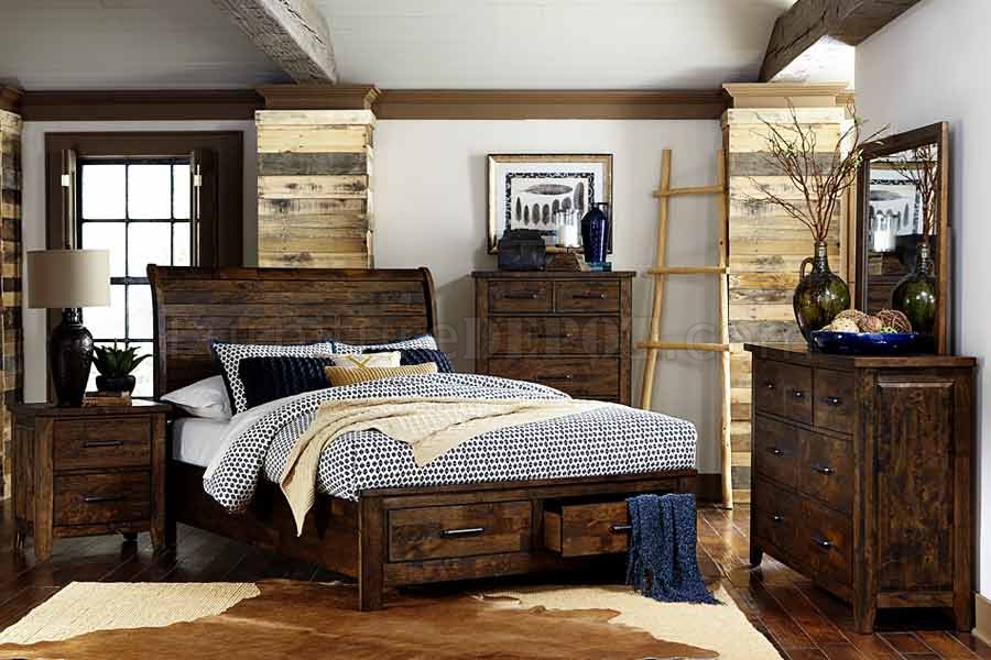 Jerrick Bedroom 5Pc Set 1957 in Burnished Wood by Homelegance - Click Image to Close