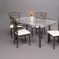 Gold Brushed Pewter Base Dinette w/Clear Glass Top Table