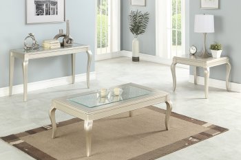 F6364 3Pc Coffee & End Table Set in Champagne- Poundex w/Options [PXCT-F6364 Champagne]