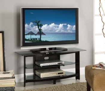 Black Finish Modern TV Stand w/Shelves [CTCTV-ENT5366]