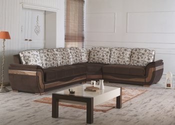 Belmont Sectional Sofa Convertible in Brown Fabric by Empire [MYSS-Belmont]