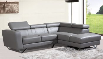 6201 Amalia Sectional Sofa in Grey Leather by At Home USA [AHUSS-6201 Grey- Amalia]