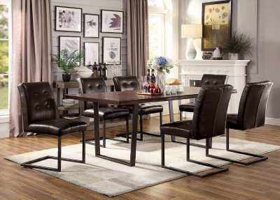 Pisek 7Pc Dining Room Set CM3737T in Dark Oak & Gun Metal