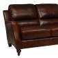 Brown Full Italian Leather Classic 4Pc Sofa Set w/Wooden Legs