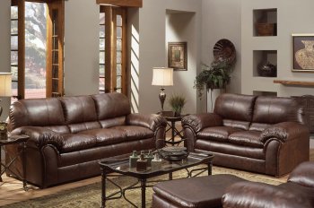 Mahogany Bycast Leather Modern Sofa & Loveseat Set w/Options [UDS-6152-Mahogany]