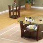 Cherry Brown Round Shape Contemporary 3PC Coffee Table Set