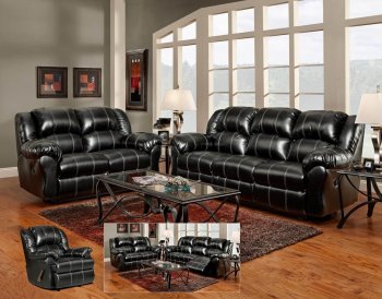 Black Bonded Leather Modern Sofa & Loveseat Set w/Options [CHFS-V4-1003 Ambrose Black]