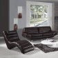 Espresso Leather Modern 3Pc Sofa Loveseat & Chaise Set