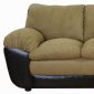 Mocha Fabric and Vinyl Modern Sofa & Loveseat Set w/Options