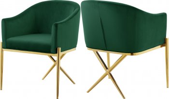 Xavier Dining Chair 763 Set of 2 Green Velvet Fabric by Meridian [MRDC-763 Xavier Green]