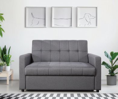 Vaiknock Adjustable Sofa LV00177 in Dark Gray Linen by Acme