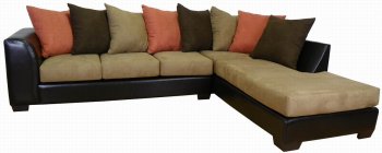 Mocha Fabric & Chocolate Bicast Modern Sectional Sofa [PMSS-313-Mocha]