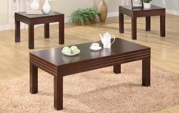 Cherry Brown Finish Elegant Modern 3PC Coffee Table Set [PXCT-F3170]