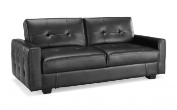 Black Bicast Modern Convertible Sofa Bed w/Wooden Legs [LSSB-Juliet]