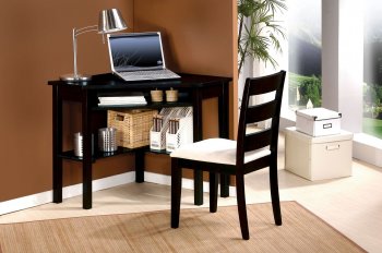 Black Finish Modern Naco 2Pc Corner Desk & Chair By Acme [AMOD-00518 Naco]